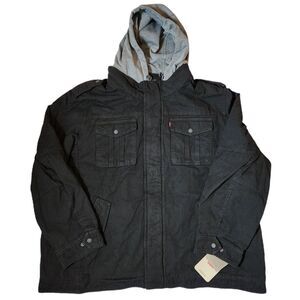 Levi’s Men’s 3XL Military Jacket Black Washed Cotton Sherpa Lined NWT